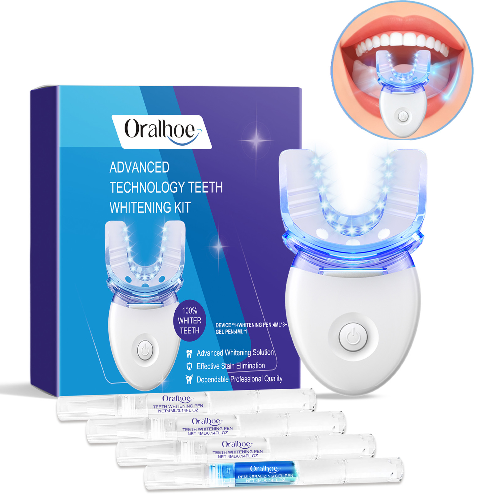 Teeth Whitening Mouthwash - Kit luce LED professionale per sbiancamento